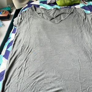 Criss cross neck t shirt